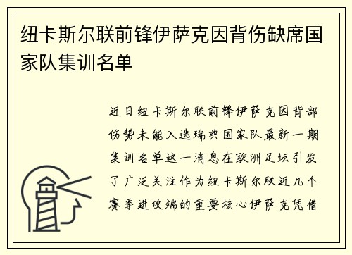 纽卡斯尔联前锋伊萨克因背伤缺席国家队集训名单